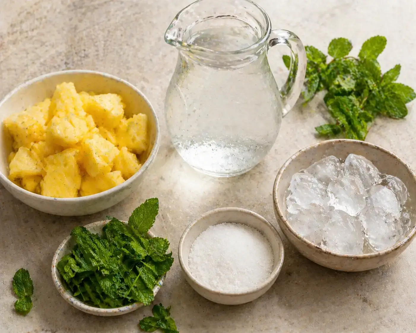 5 consejos para conservar tus vinagretas caseras 21 Agua de piña con hierbabuena