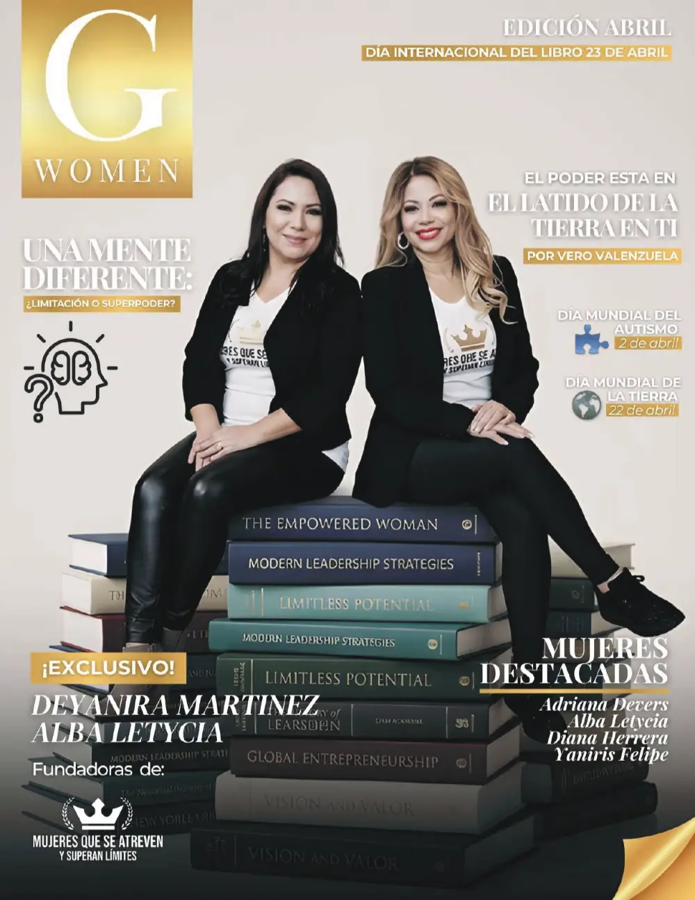 Portada de la edición de abril de G Women Magazine con mujeres destacadas, libros, liderazgo femenino, bienestar y propósito